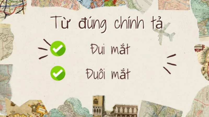 Đui mắt và đuôi mắt đều đúng chính tả nhưng khác nghĩa