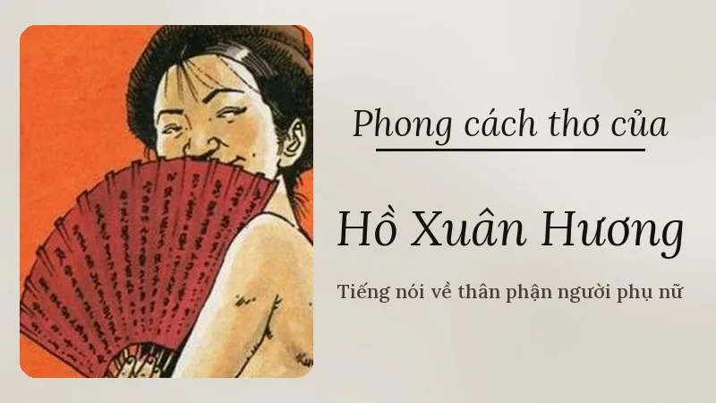 Tranh minh họa Hồ Xuân Hương cầm quạt