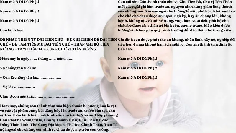văn khấn 12 bà mụ cầu con