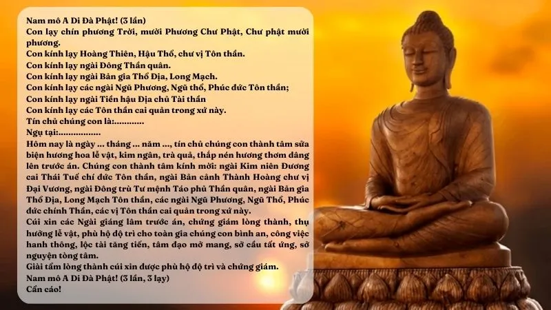văn khấn mùng 1 tháng 12 âm lịch