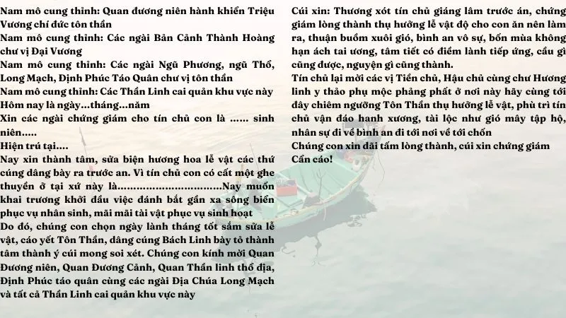 văn khấn thần sông nước