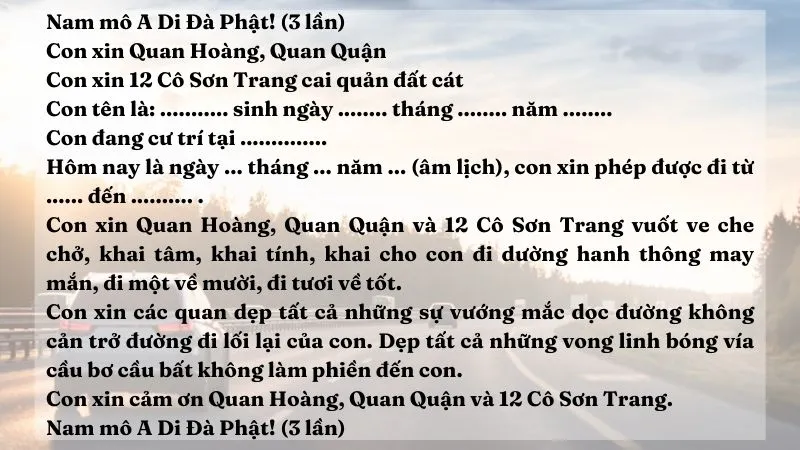 Văn khấn xuất hành