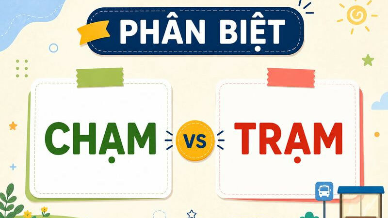 Phân biệt chạm và trạm – Nghĩa, cách dùng và ví dụ chuẩn chính tả