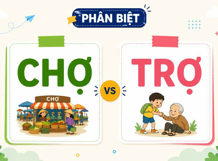 Phân biệt chợ và trợ – Nghĩa, cách dùng và ví dụ chuẩn chính tả