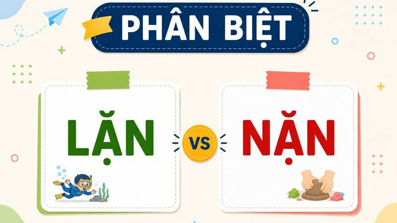 Phân biệt lặn và nặn – Nghĩa, cách dùng và ví dụ chuẩn chính tả