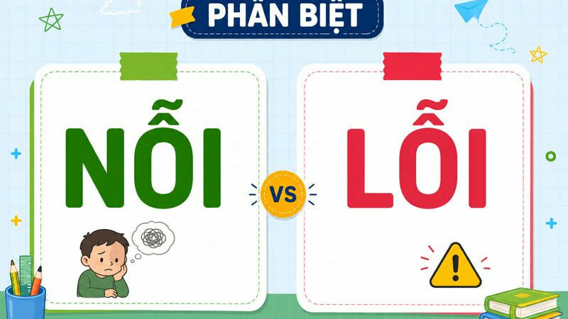 Phân biệt nỗi và lỗi – Nghĩa, cách dùng và ví dụ chuẩn chính tả