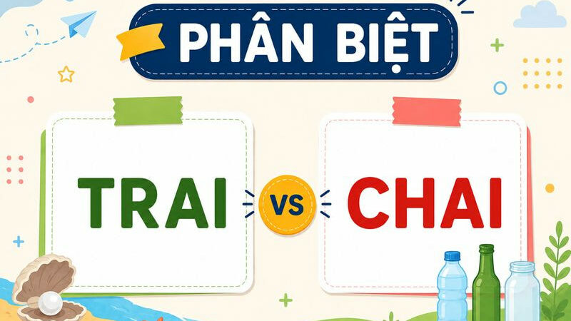 Phân biệt trai và chai – Nghĩa, cách dùng và ví dụ chuẩn chính tả