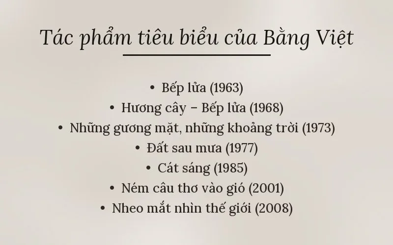 Tác phẩm tiêu biểu của Bằng Việt