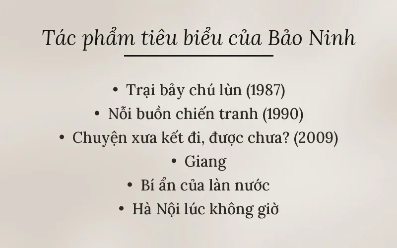 Tác phẩm tiêu biểu của Bảo Ninh