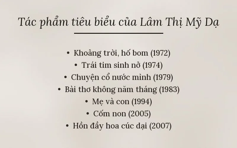 Tác phẩm tiêu biểu của Lâm Thị Mỹ Dạ