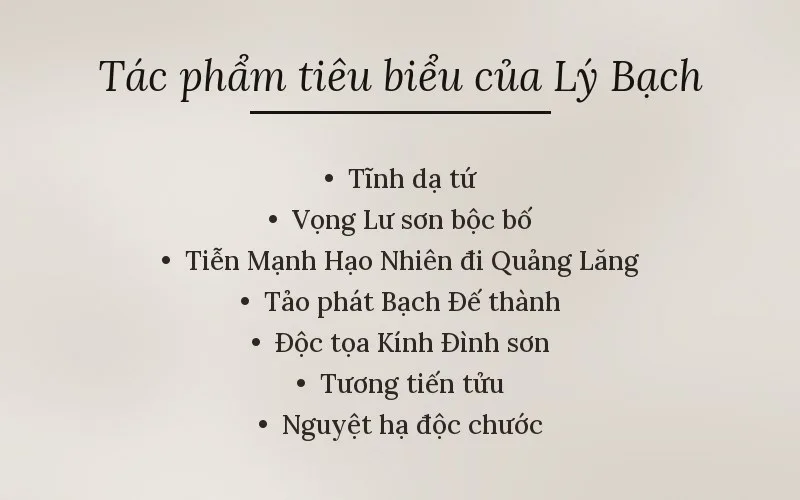 Tác phẩm tiêu biểu của Lý Bạch