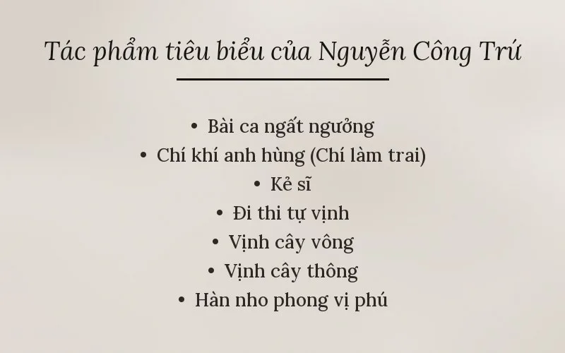 Tác phẩm tiêu biểu của Nguyễn Công Trứ