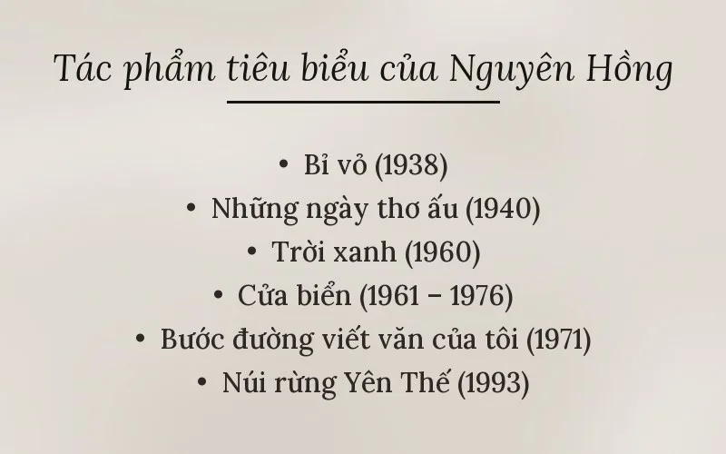 Tác phẩm tiêu biểu của Nguyên Hồng