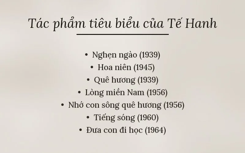 Tác phẩm tiêu biểu của Tế Hanh