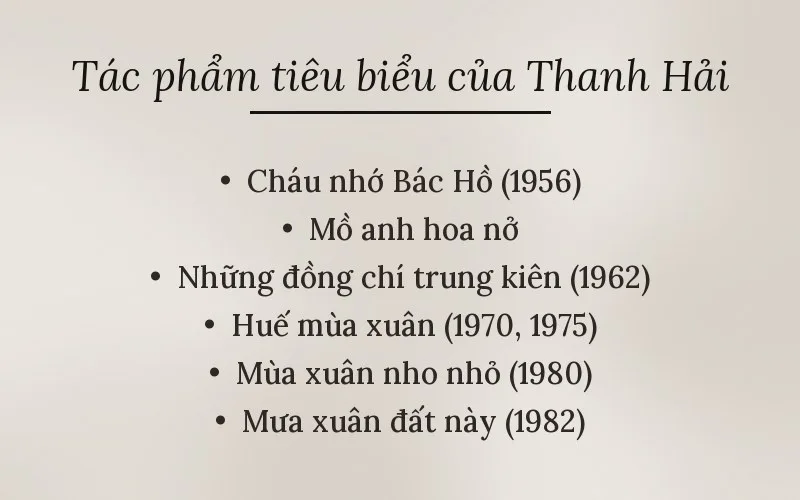 Tác phẩm tiêu biểu của Thanh Hải