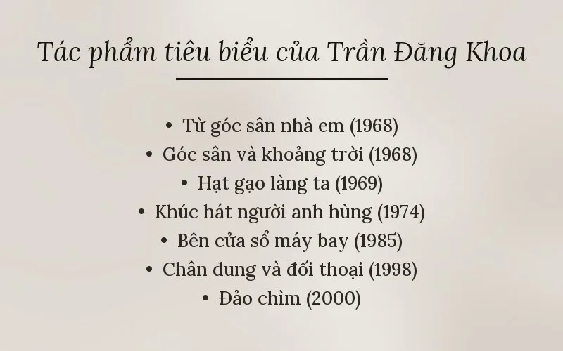 Tác phẩm tiêu biểu của Trần Đăng Khoa