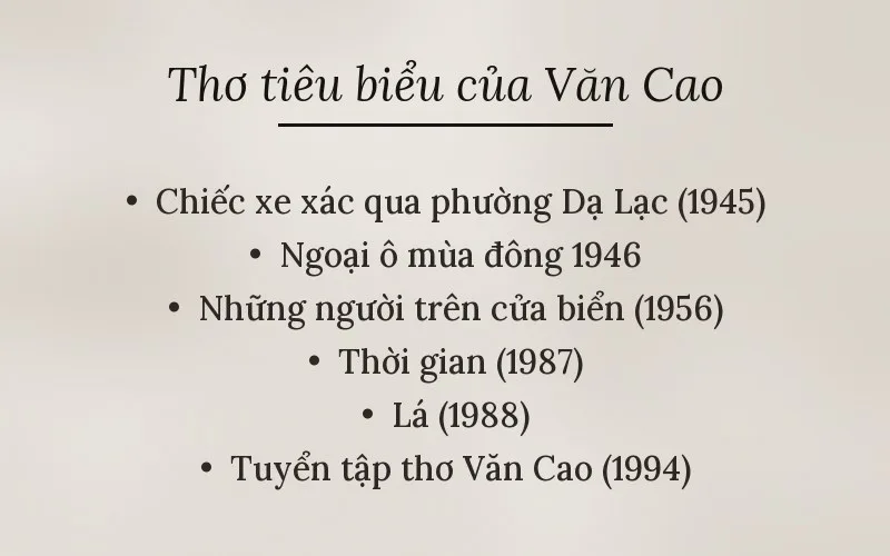 Tác phẩm thơ tiêu biểu của Văn Cao