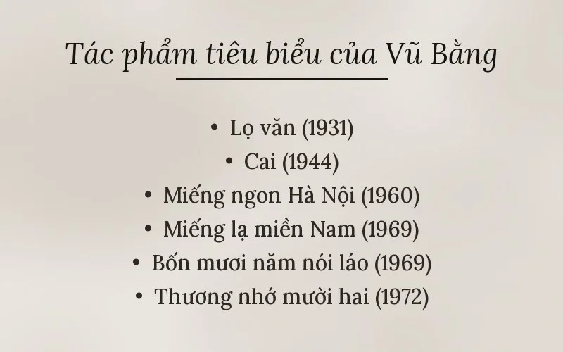 Tác phẩm tiêu biểu của Vũ Bằng