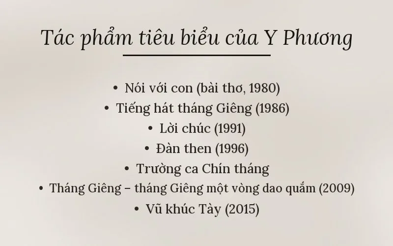 Tác phẩm tiêu biểu của Y Phương
