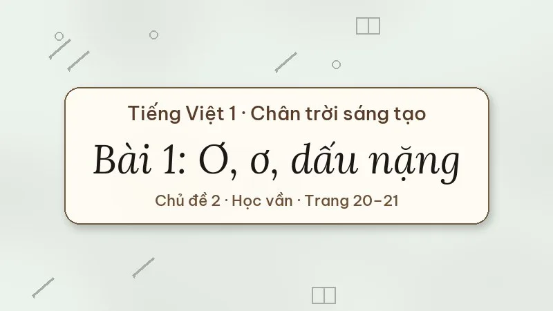 bài 1 ơ ơ dấu nặng tiếng việt lớp 1 chân trời sáng tạo