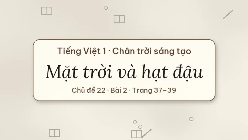 mặt trời và hạt đậu lớp 1 chân trời sáng tạo