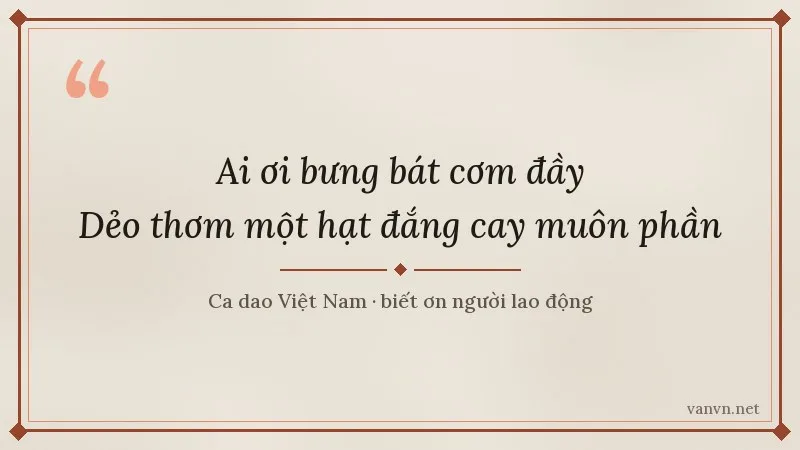 ca dao Ai ơi bưng bát cơm đầy