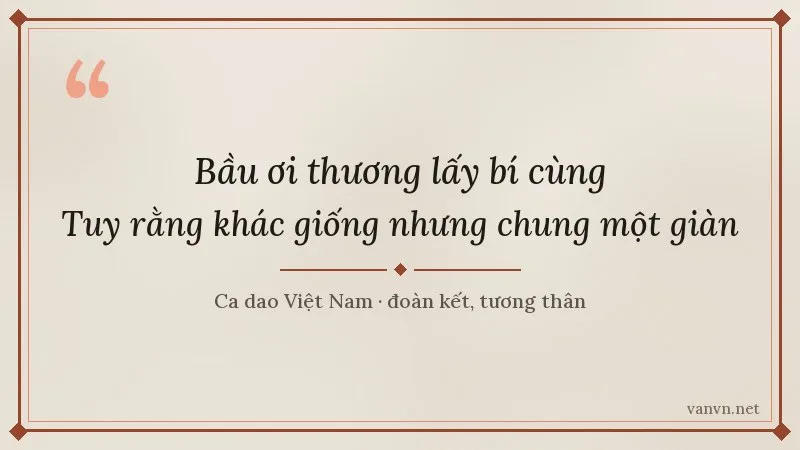 ca dao Bầu ơi thương lấy bí cùng
