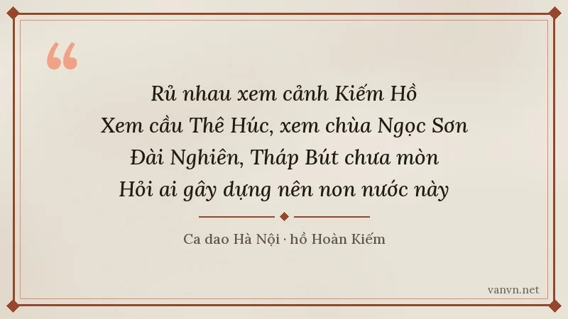 ca dao Rủ nhau xem cảnh Kiếm Hồ