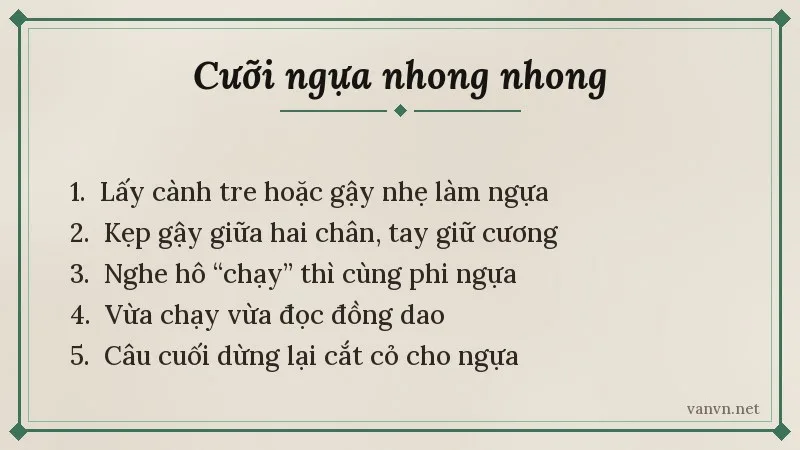 cách chơi cưỡi ngựa nhong nhong