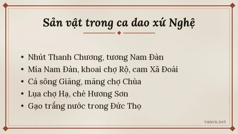 đặc sản trong ca dao về xứ Nghệ