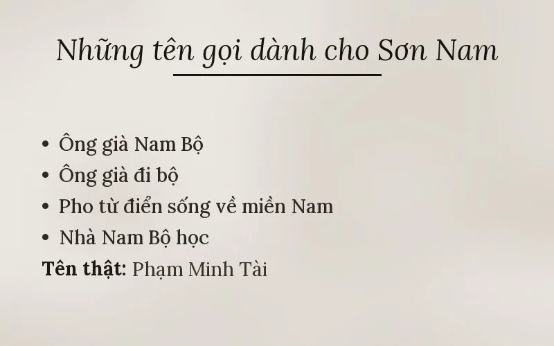 Những cách gọi dành cho nhà văn Sơn Nam