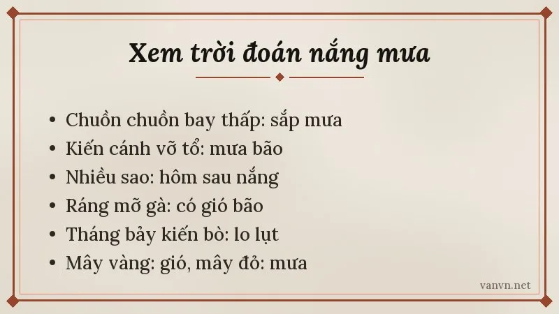 dấu hiệu thời tiết trong ca dao tục ngữ về thiên nhiên