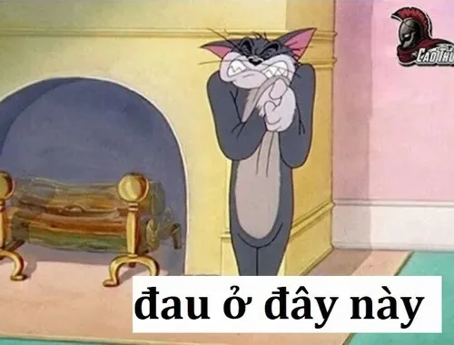 đau ở đây này meme
