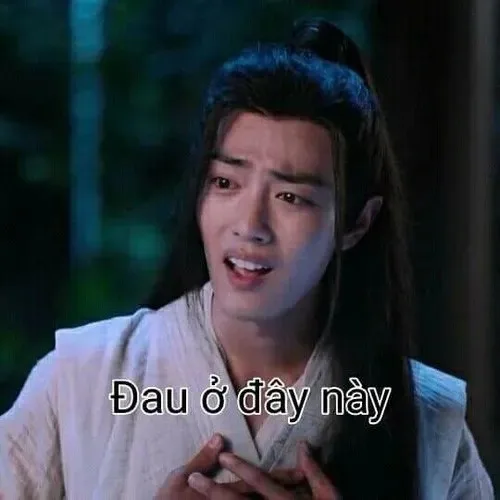 đau ở đây này meme