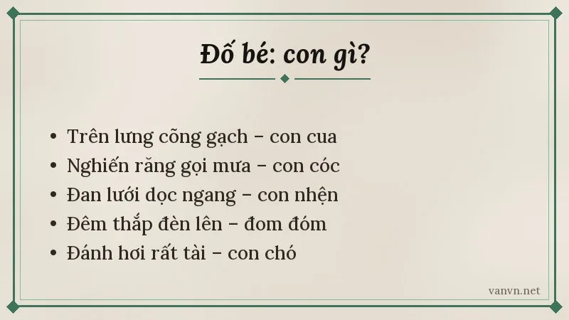 đố vui con vật theo bài vè con vật