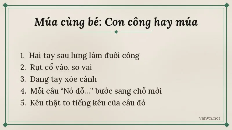 động tác múa đồng dao con công hay múa
