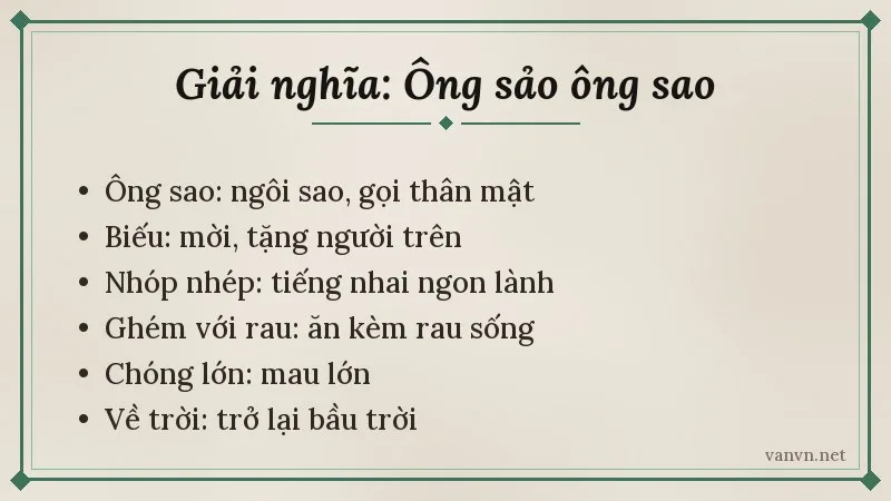 giải nghĩa từ khó đồng dao ông sảo ông sao