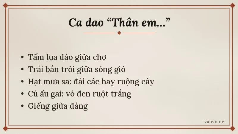 hình ảnh thân em trong ca dao về phụ nữ