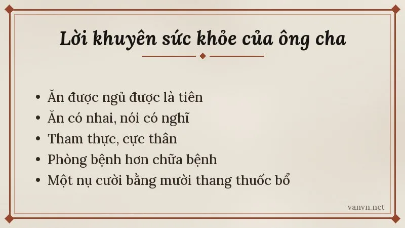 lời khuyên sức khỏe trong ca dao tục ngữ