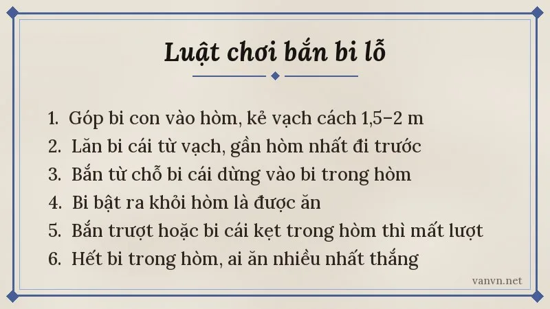 luật chơi bắn bi lỗ