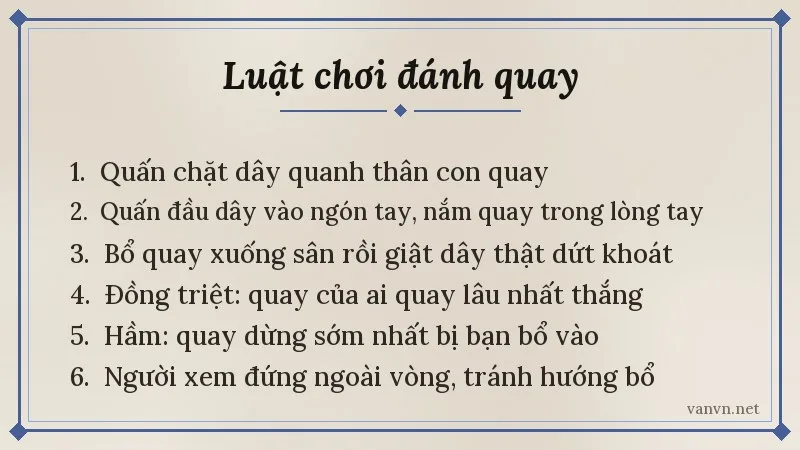 luật chơi đánh quay