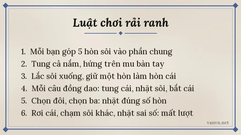 luật chơi rải ranh