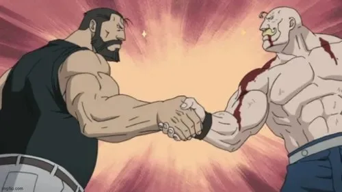 meme bắt tay cơ bắp