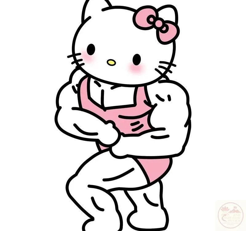 meme cơ bắp mèo hello kitty