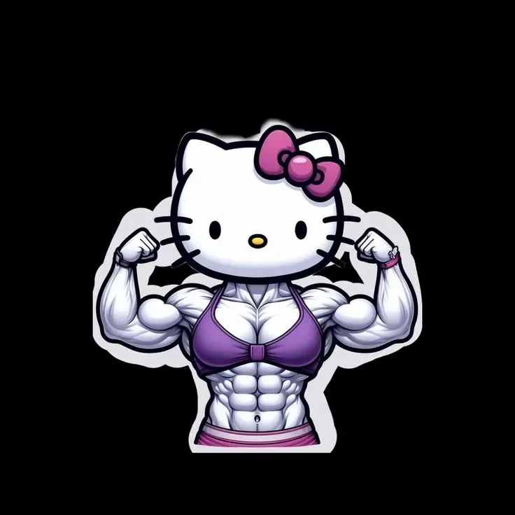 meme cơ bắp mèo hello kitty