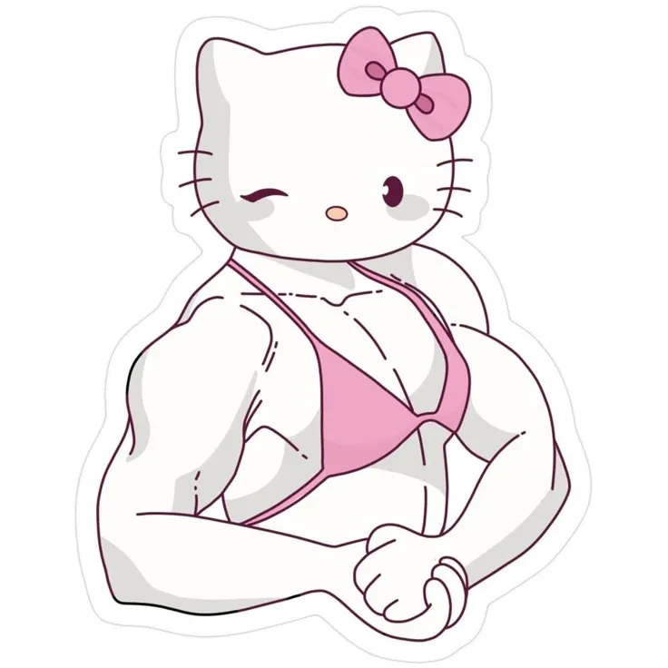 meme cơ bắp mèo hello kitty