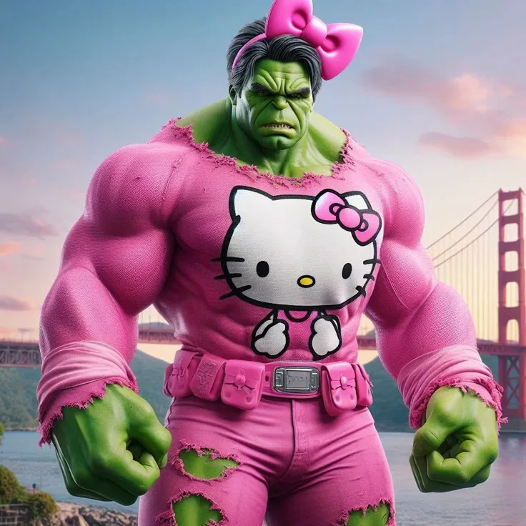 meme cơ bắp mèo hello kitty