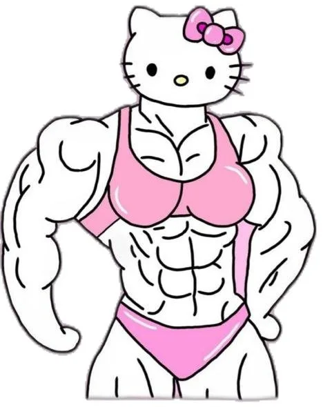 meme cơ bắp mèo hello kitty