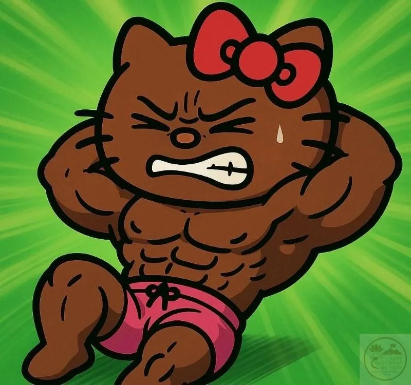 meme cơ bắp mèo hello kitty