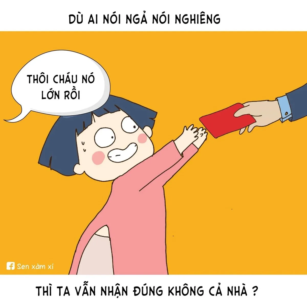 meme lì xì cháu lớn rồi